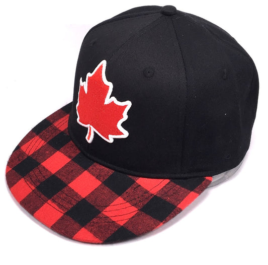 Canada Baseball Hats - Flat Peak - Plaid Print On Peak