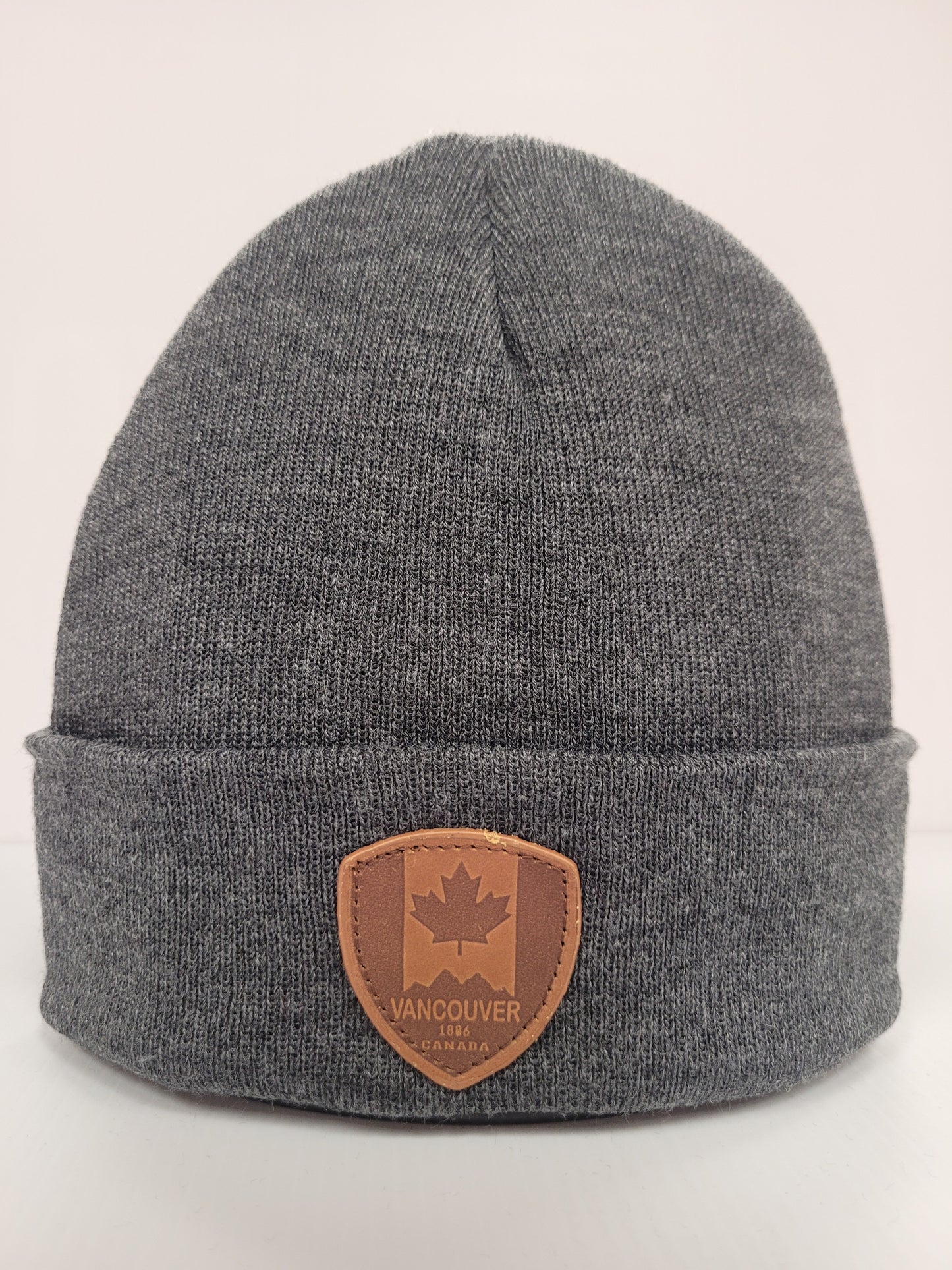 Knit Toque with Leather Patch - Vancouver