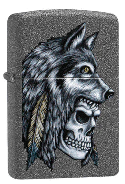 ZIPPO Wolf Skull Feather Design