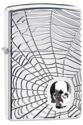 Zippo Lighter Spider Web Skull Design (29931)