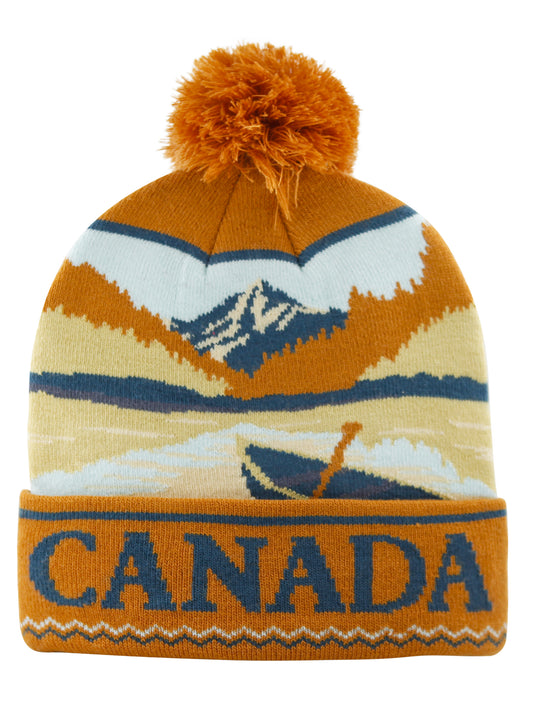 Landmark Beanies - Canada Canoe w/ Lake and Mountain Scene