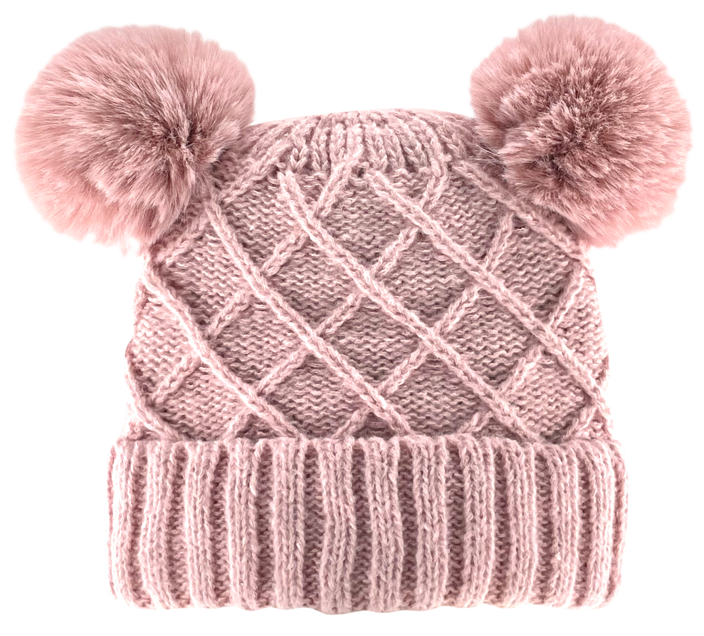 Canada Bear Pom Knit Toque - Faux Fur Double-Pom