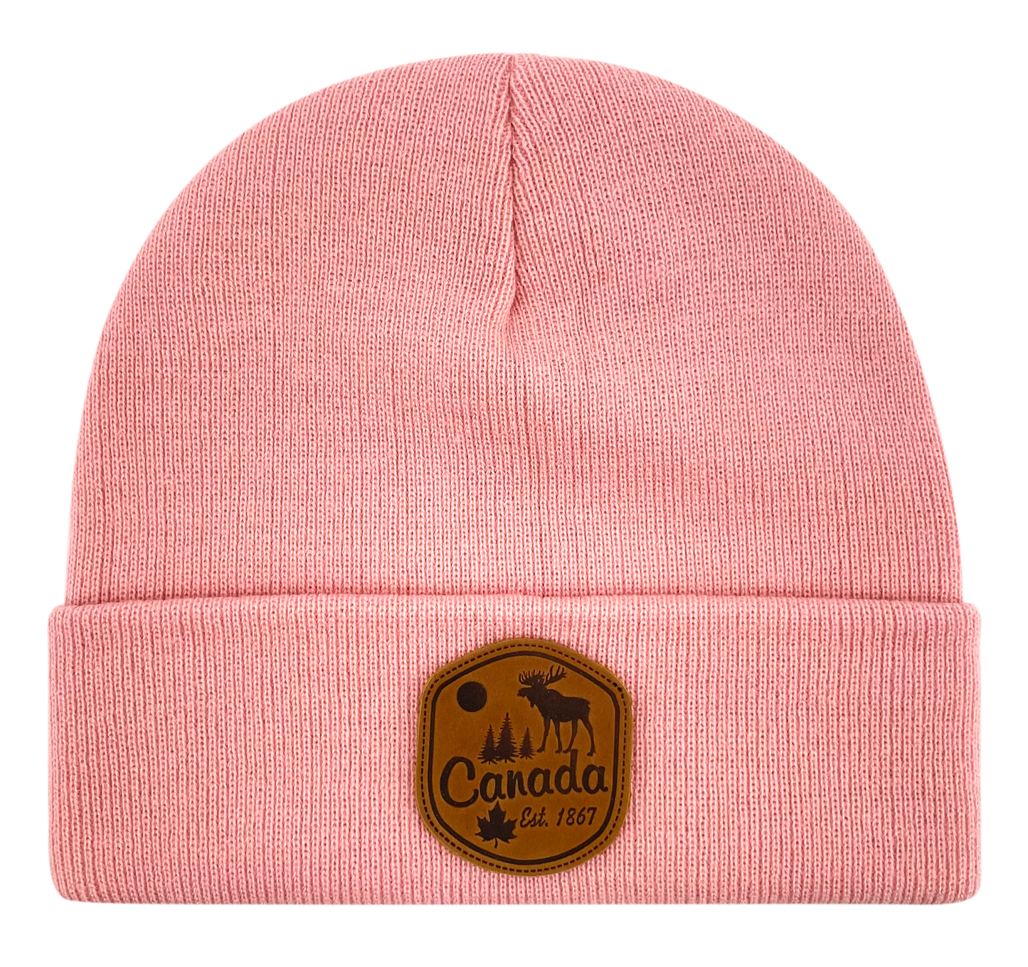 Canada Knit Toque with Leather Patch (10 Colours Available) *Many Cities