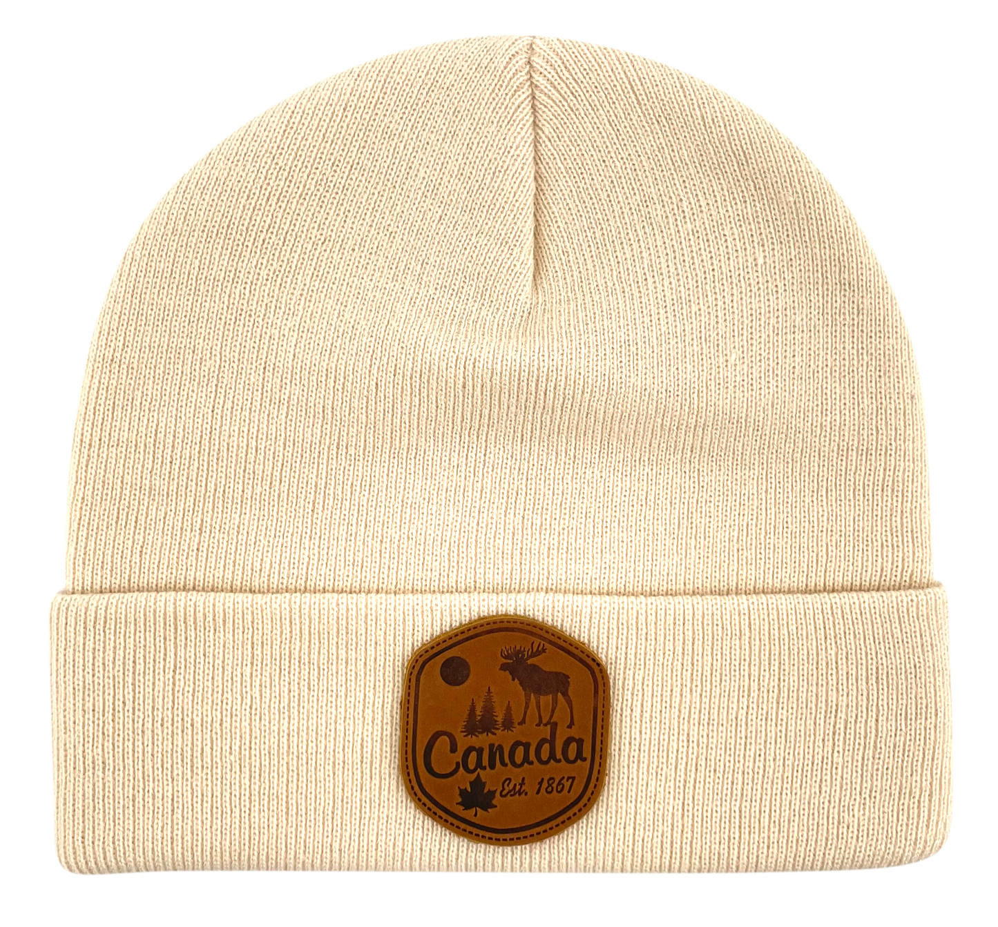 Canada Knit Toque with Leather Patch (10 Colours Available) *Many Cities