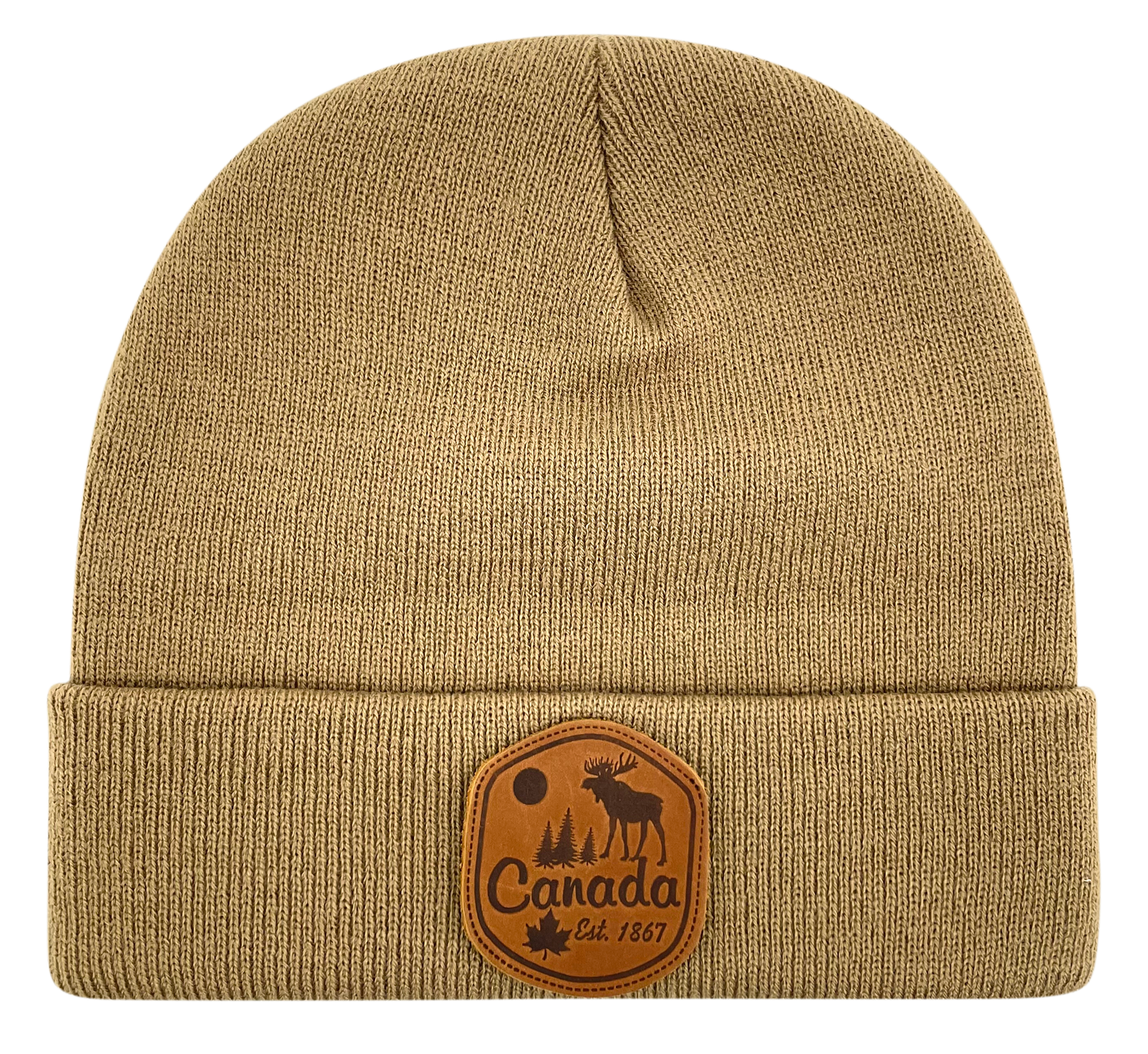 Canada Knit Toque with Leather Patch (10 Colours Available) *Many Cities