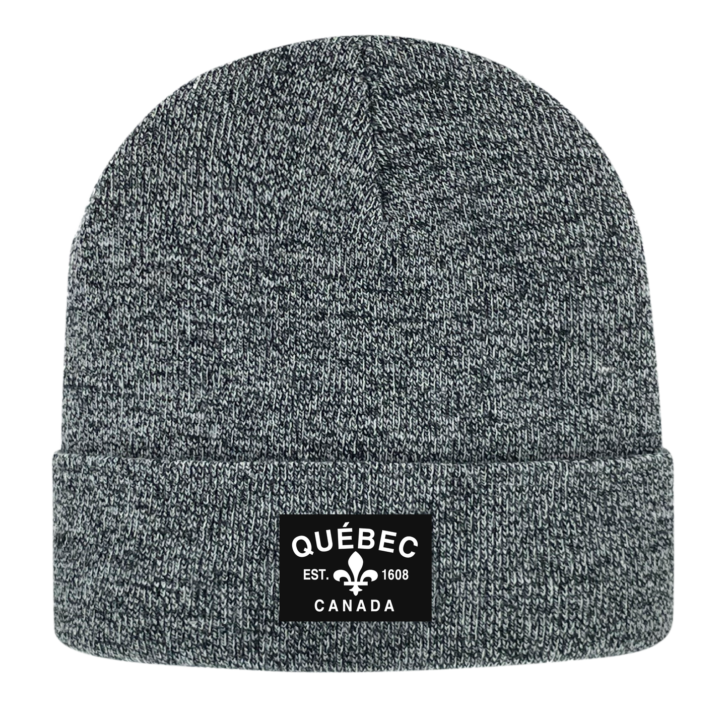 Quebec Fabric Patch Knit Toques - Heather Colours