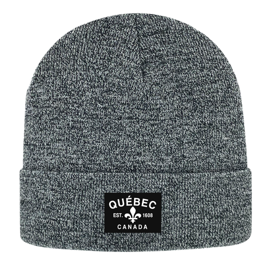 Quebec Fabric Patch Knit Toques - Heather Colours