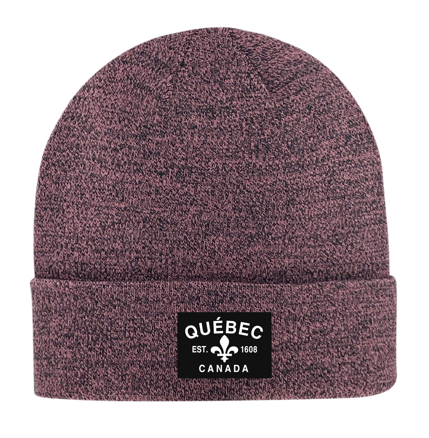 Quebec Fabric Patch Knit Toques - Heather Colours