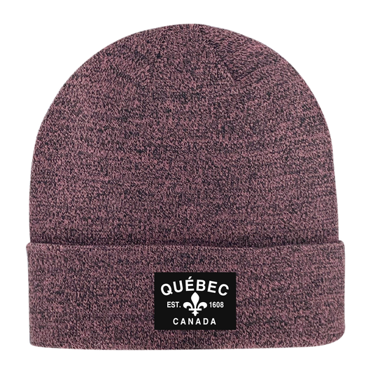 Quebec Fabric Patch Knit Toques - Heather Colours