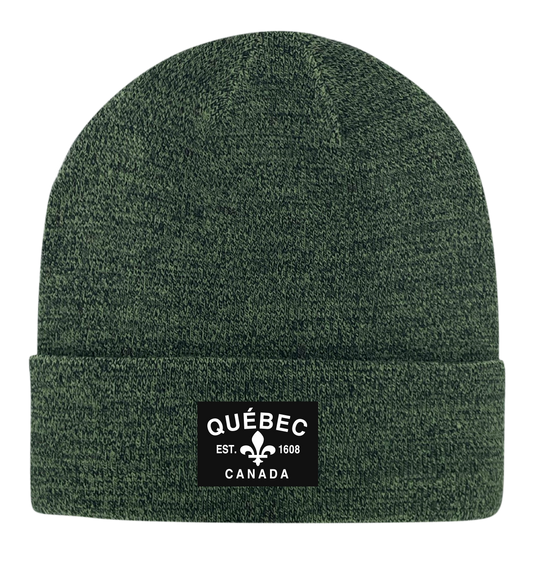 Quebec Fabric Patch Knit Toques - Heather Colours