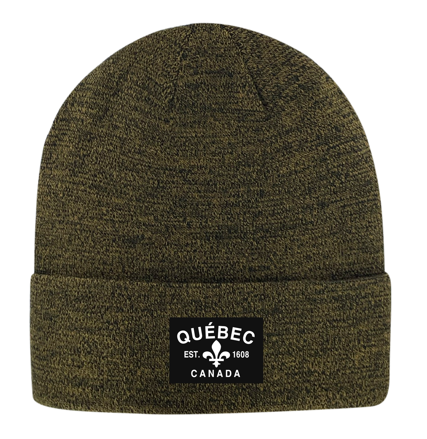 Quebec Fabric Patch Knit Toques - Heather Colours