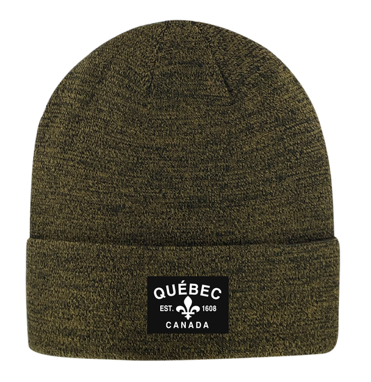 Quebec Fabric Patch Knit Toques - Heather Colours