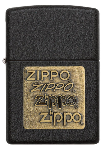 ZIPPO Black Crackle Gold Zippo Logo