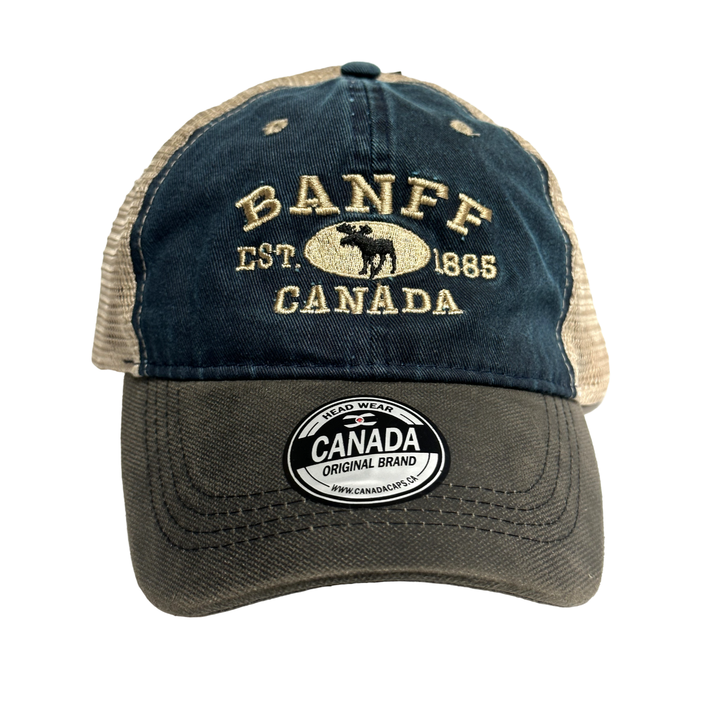 Banff Baseball Hats - Stone Washed Vintage Moose Meshback