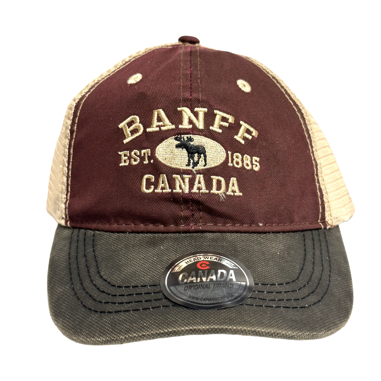 Banff Baseball Hats - Stone Washed Vintage Moose Meshback