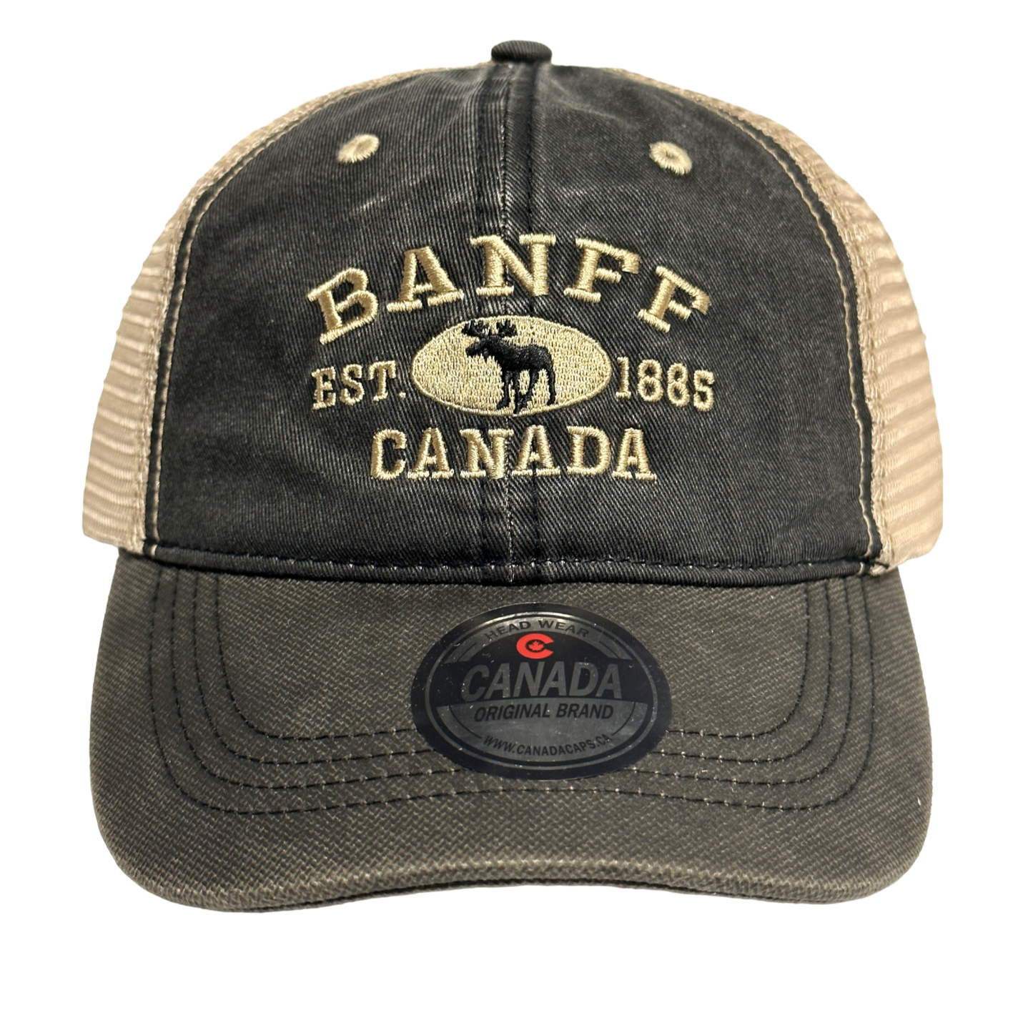 Banff Baseball Hats - Stone Washed Vintage Moose Meshback