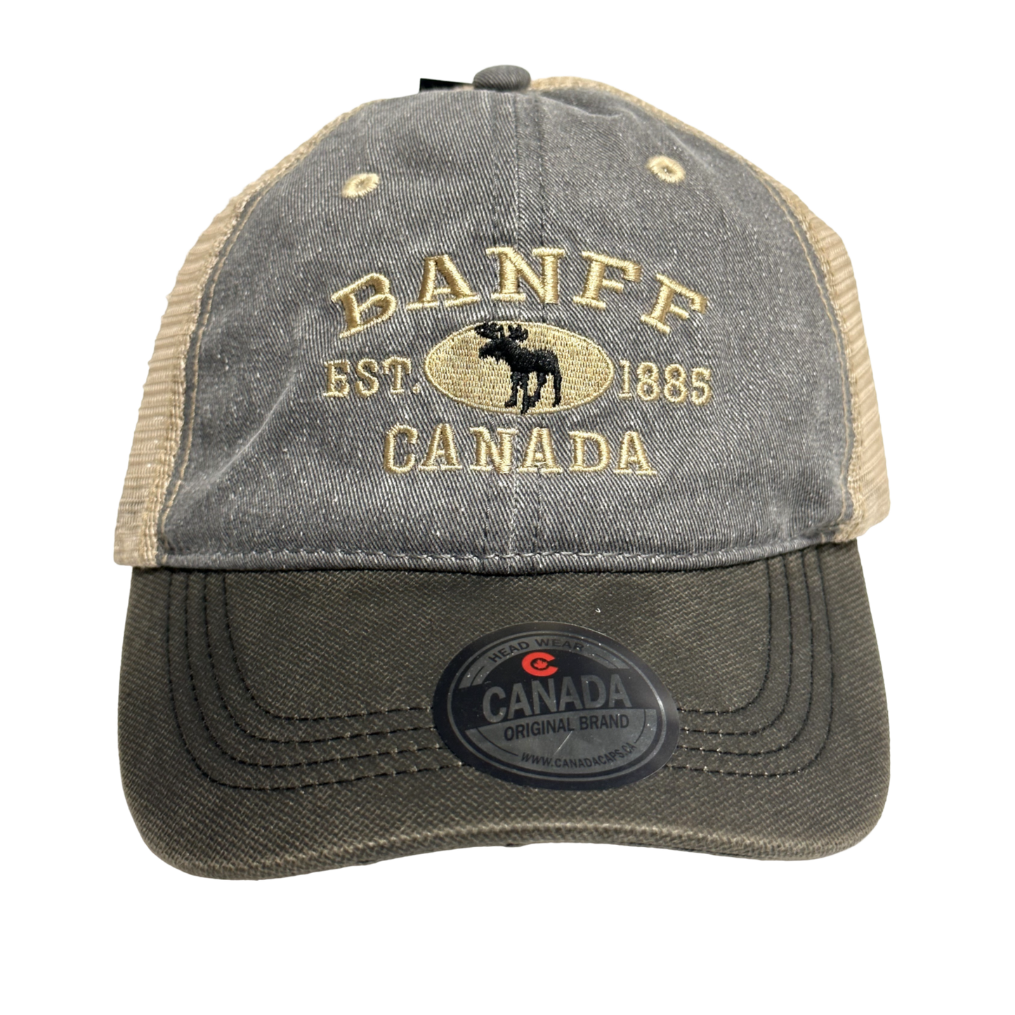 Banff Baseball Hats - Stone Washed Vintage Moose Meshback