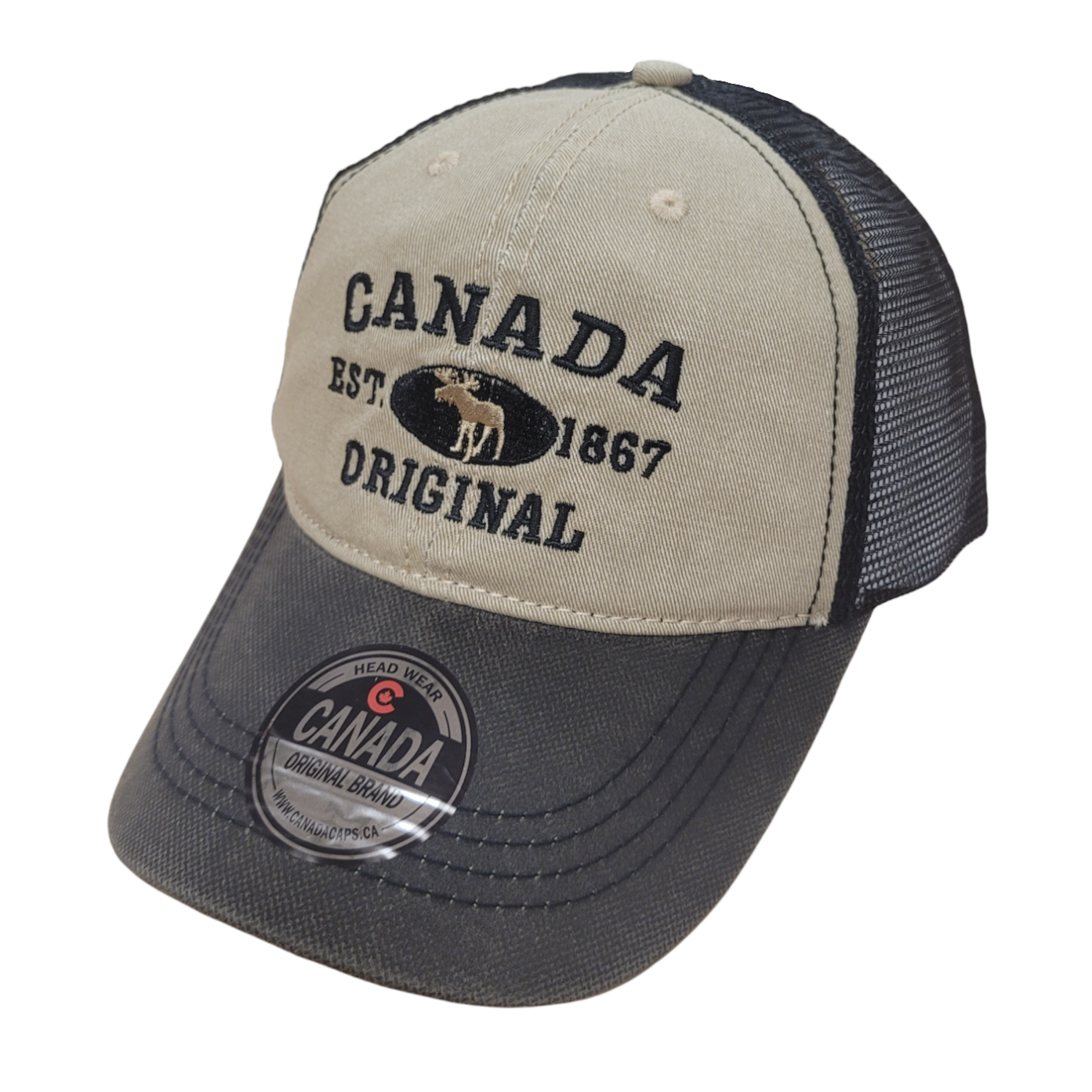 Canada Baseball Hats - Stone Washed Vintage Moose Meshback