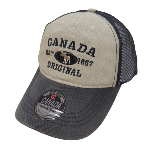 Canada Baseball Hats - Stone Washed Vintage Moose Meshback