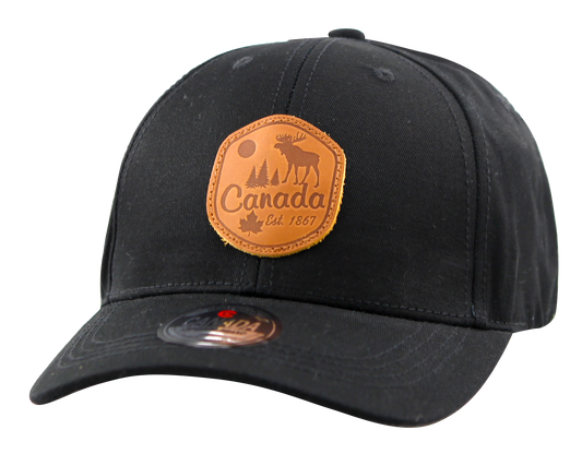 Canada Baseball Hats - Heather Fabric with Leather Patch