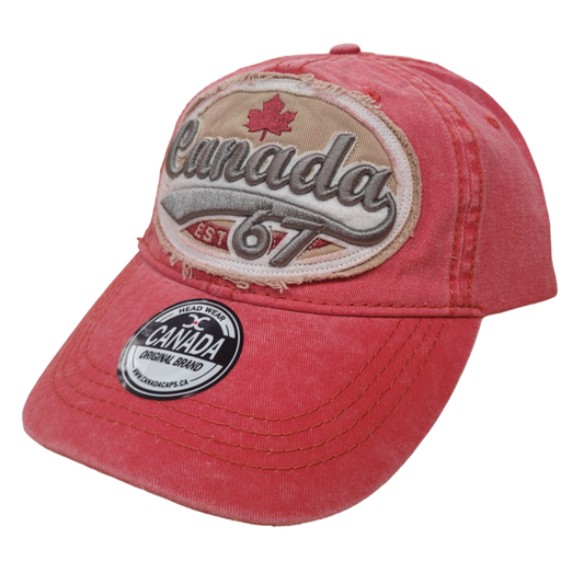 Canada Baseball Hats - Washed Large Patch Embroidery