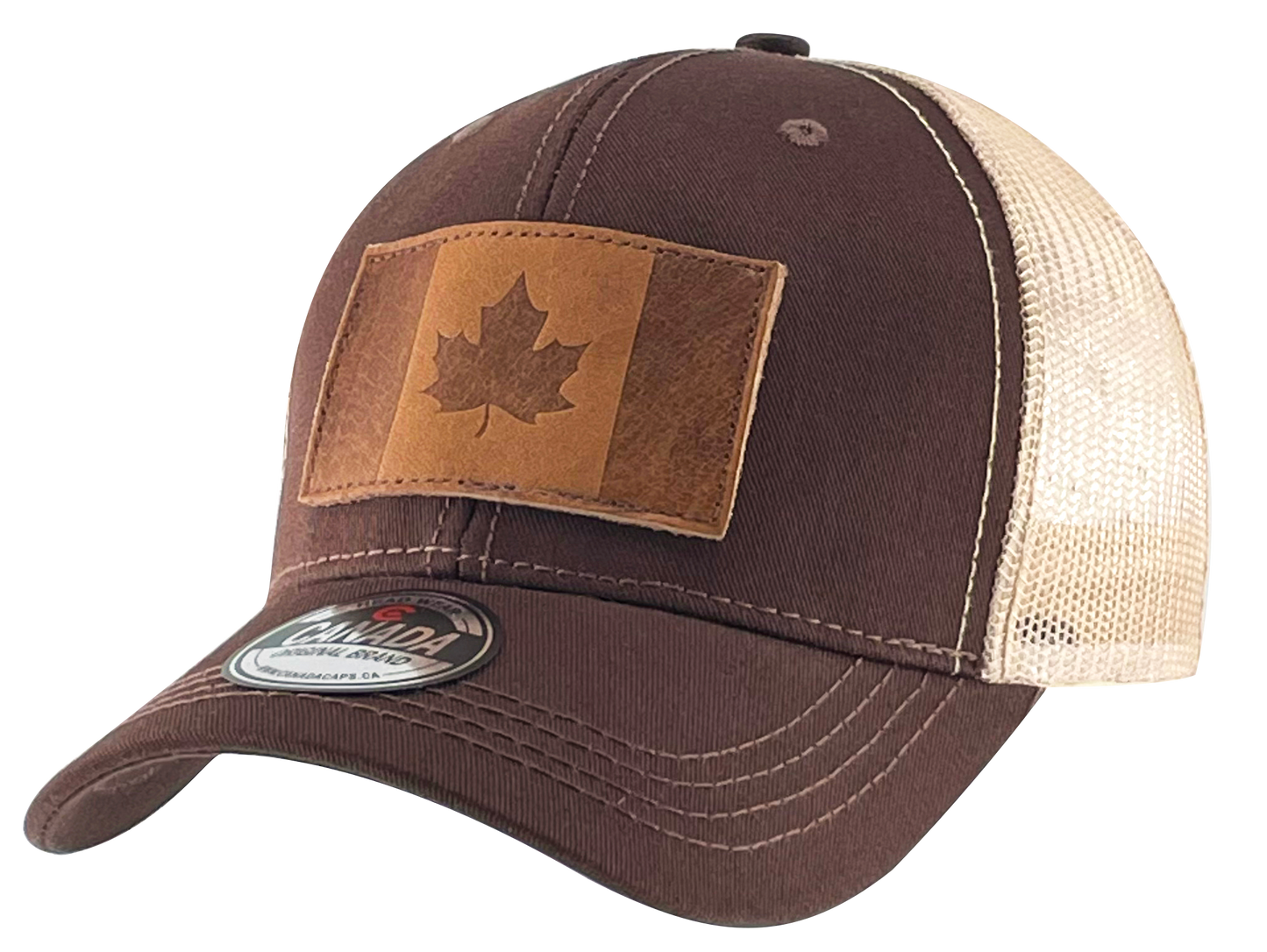 Leather Patch Meshback Hats - Canada Flag 6 Colors Assorted