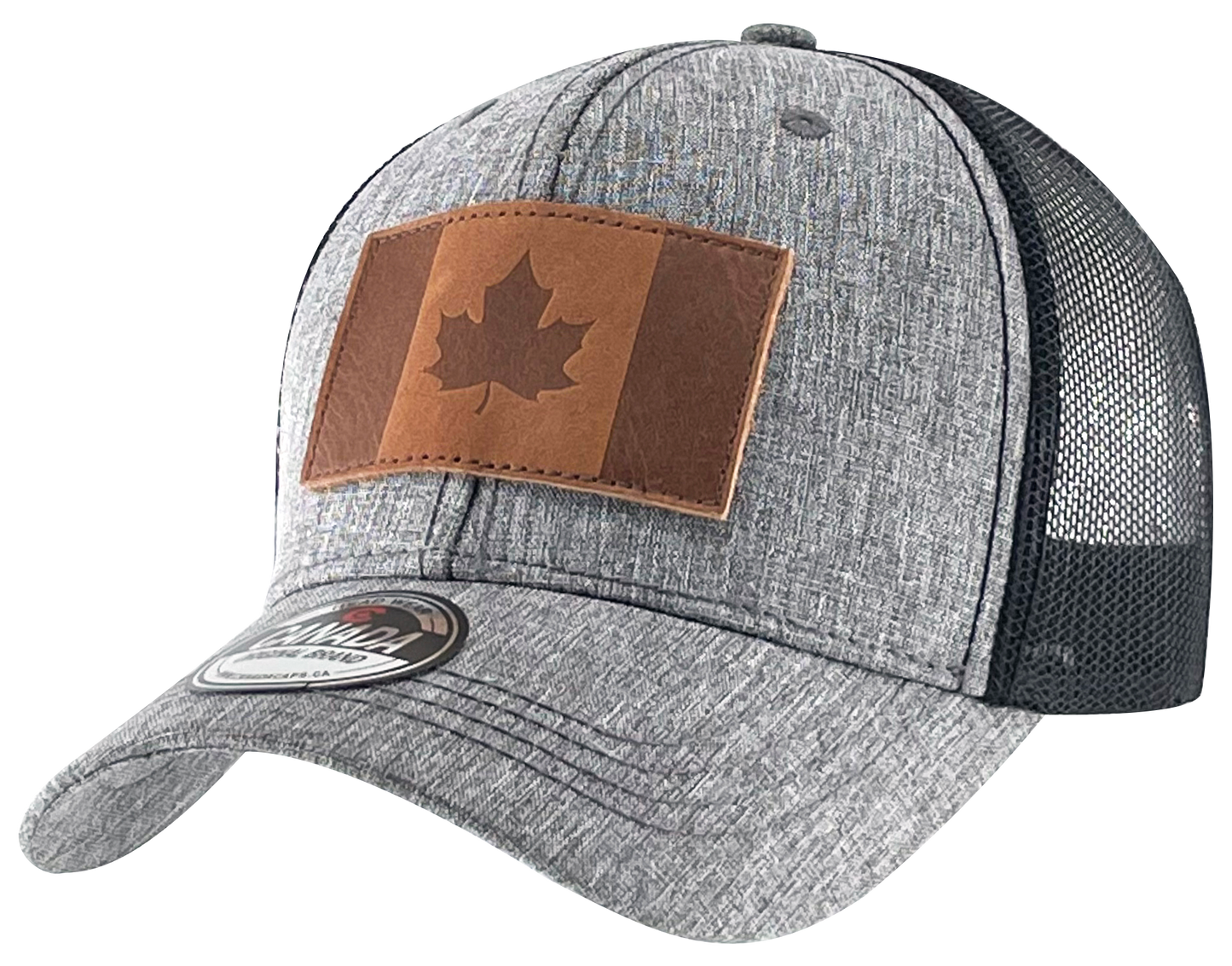 Leather Patch Meshback Hats - Canada Flag 6 Colors Assorted