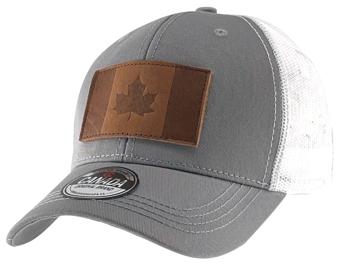 Leather Patch Meshback Hats - Canada Flag 6 Colors Assorted