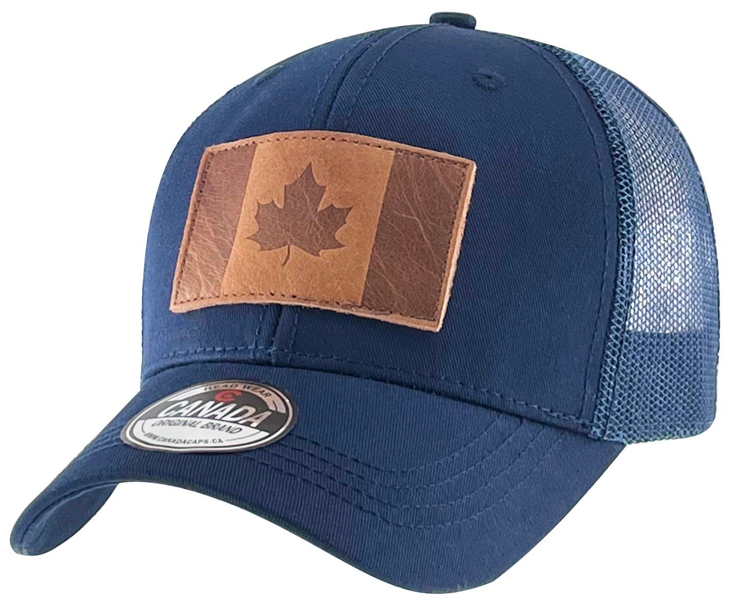 Leather Patch Meshback Hats - Canada Flag 6 Colors Assorted