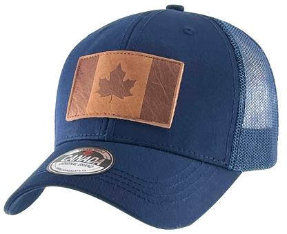 Leather Patch Meshback Hats - Canada Flag 6 Colors Assorted