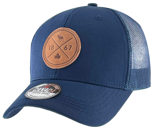 Canada Leather Patch Meshback Hats - 6 Colors Assorted