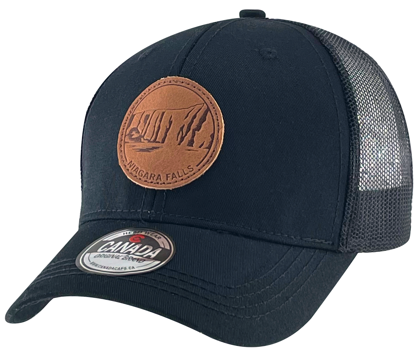 Leather Patch Meshback Hats – Niagara Falls 6 Colors Assorted