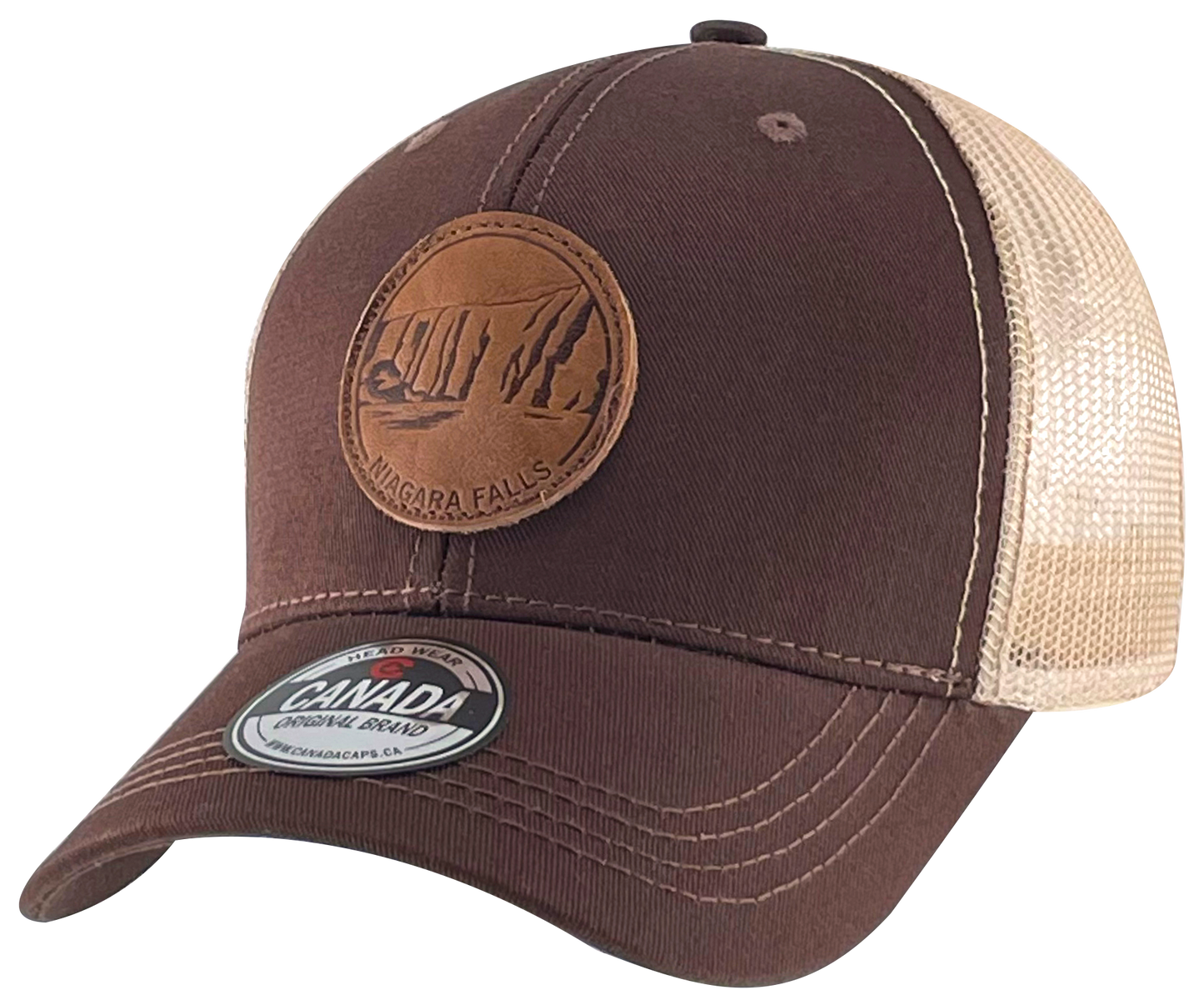 Leather Patch Meshback Hats – Niagara Falls 6 Colors Assorted