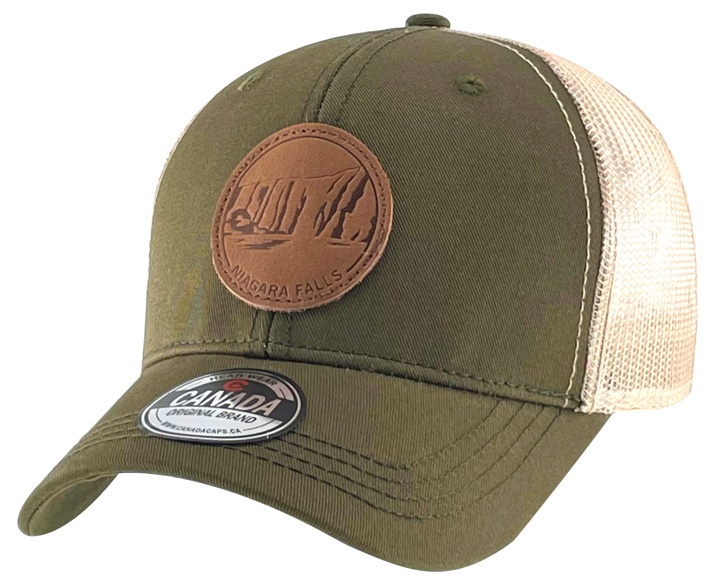 Leather Patch Meshback Hats – Niagara Falls 6 Colors Assorted