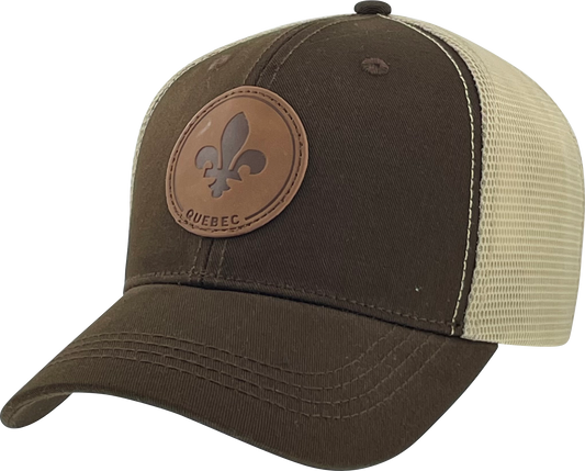 Leather Patch Meshback Hats – Quebec 6 Colors Assorted