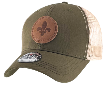 Leather Patch Meshback Hats – Quebec 6 Colors Assorted