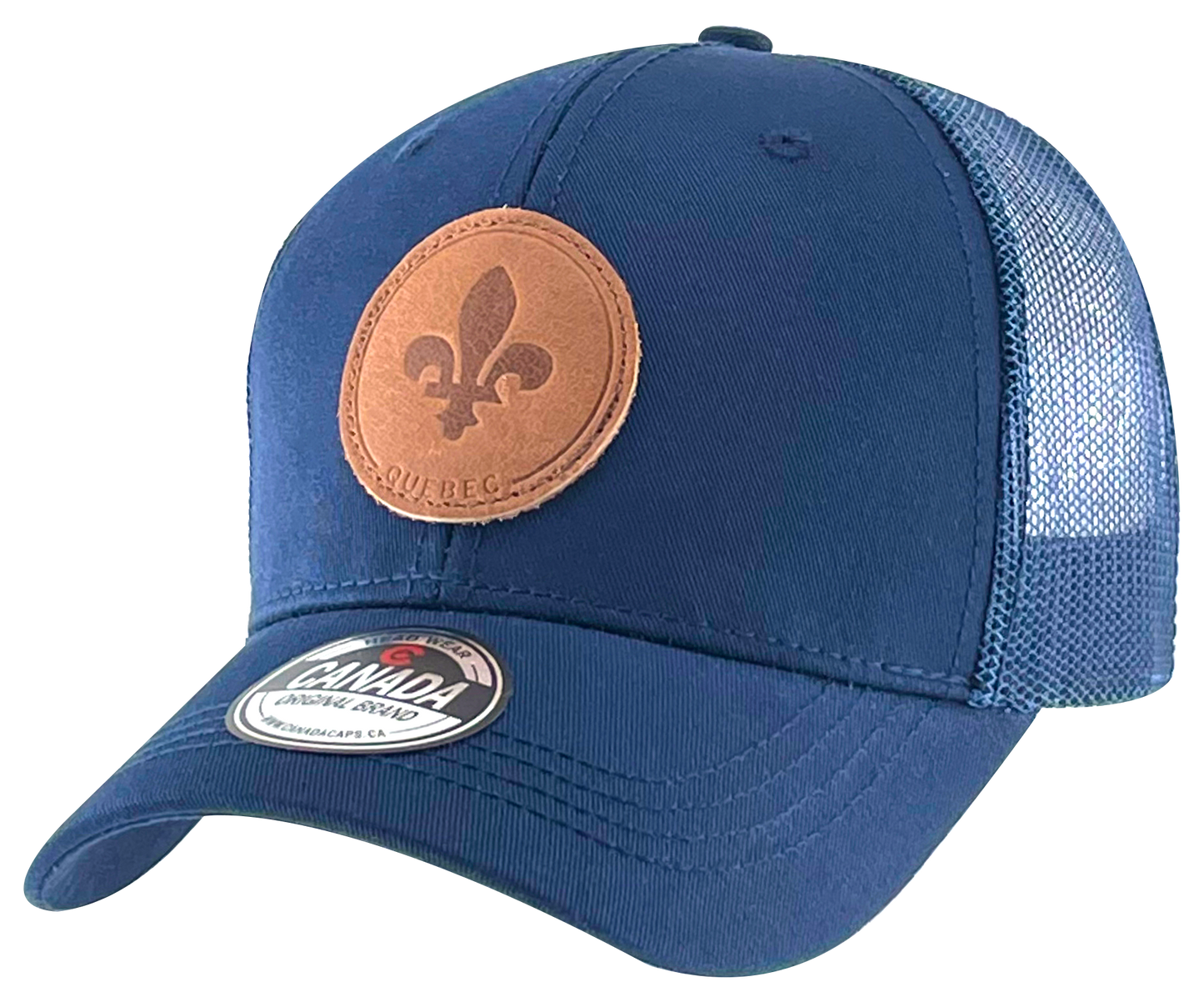 Leather Patch Meshback Hats – Quebec 6 Colors Assorted