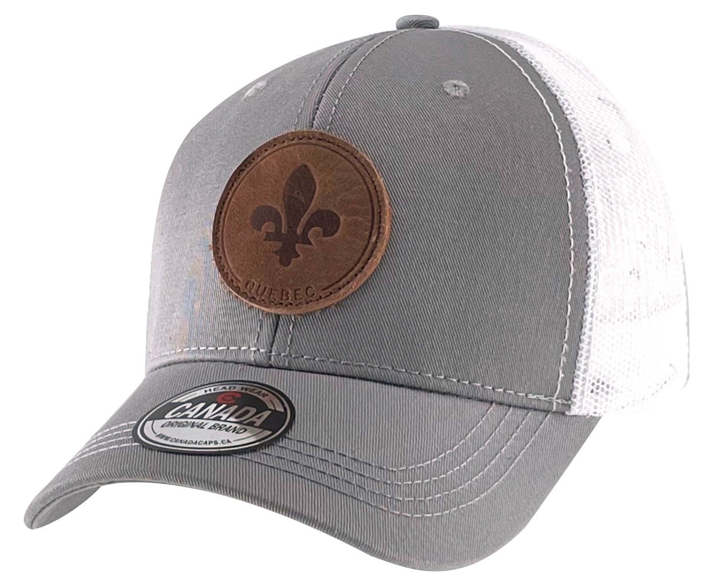 Leather Patch Meshback Hats – Quebec 6 Colors Assorted