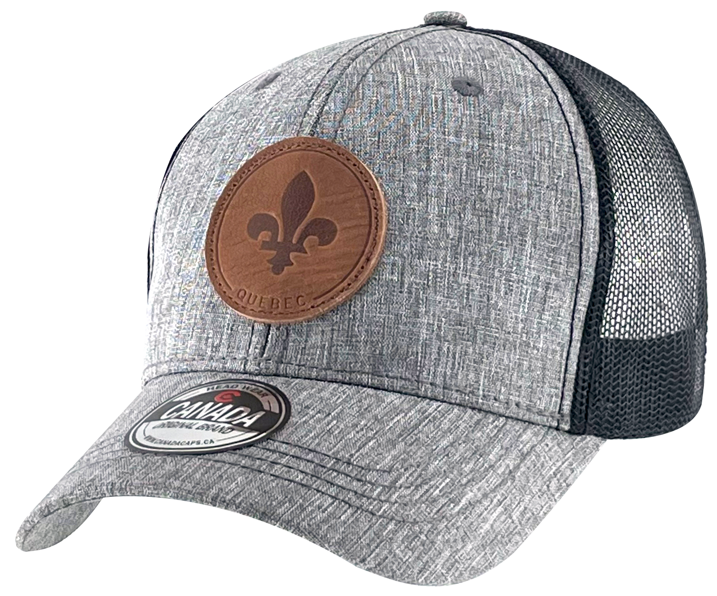 Leather Patch Meshback Hats – Quebec 6 Colors Assorted