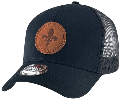 Leather Patch Meshback Hats – Quebec 6 Colors Assorted