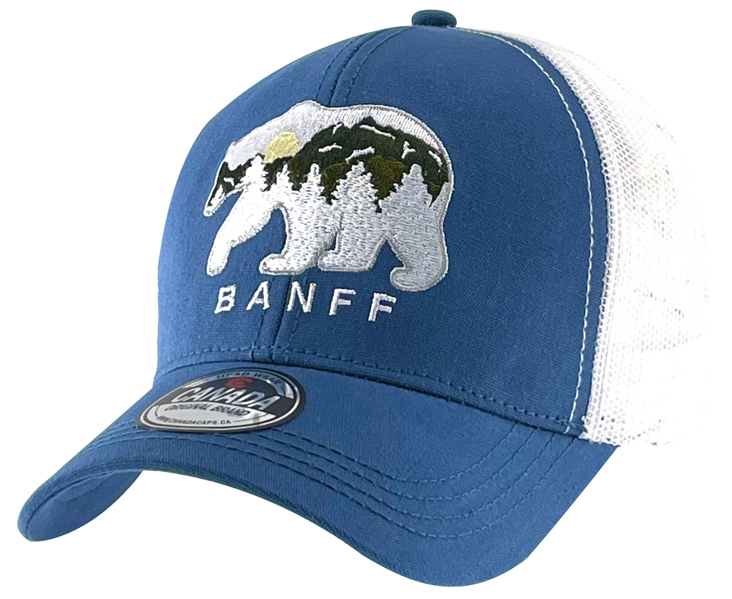 Banff -  Cotton Meshback Hat w/ Bear/Mountain Embroidered Design