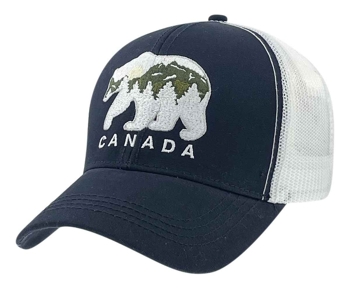 Canada Cotton Meshback Hat w/ Bear/Mountain Embroidered Design