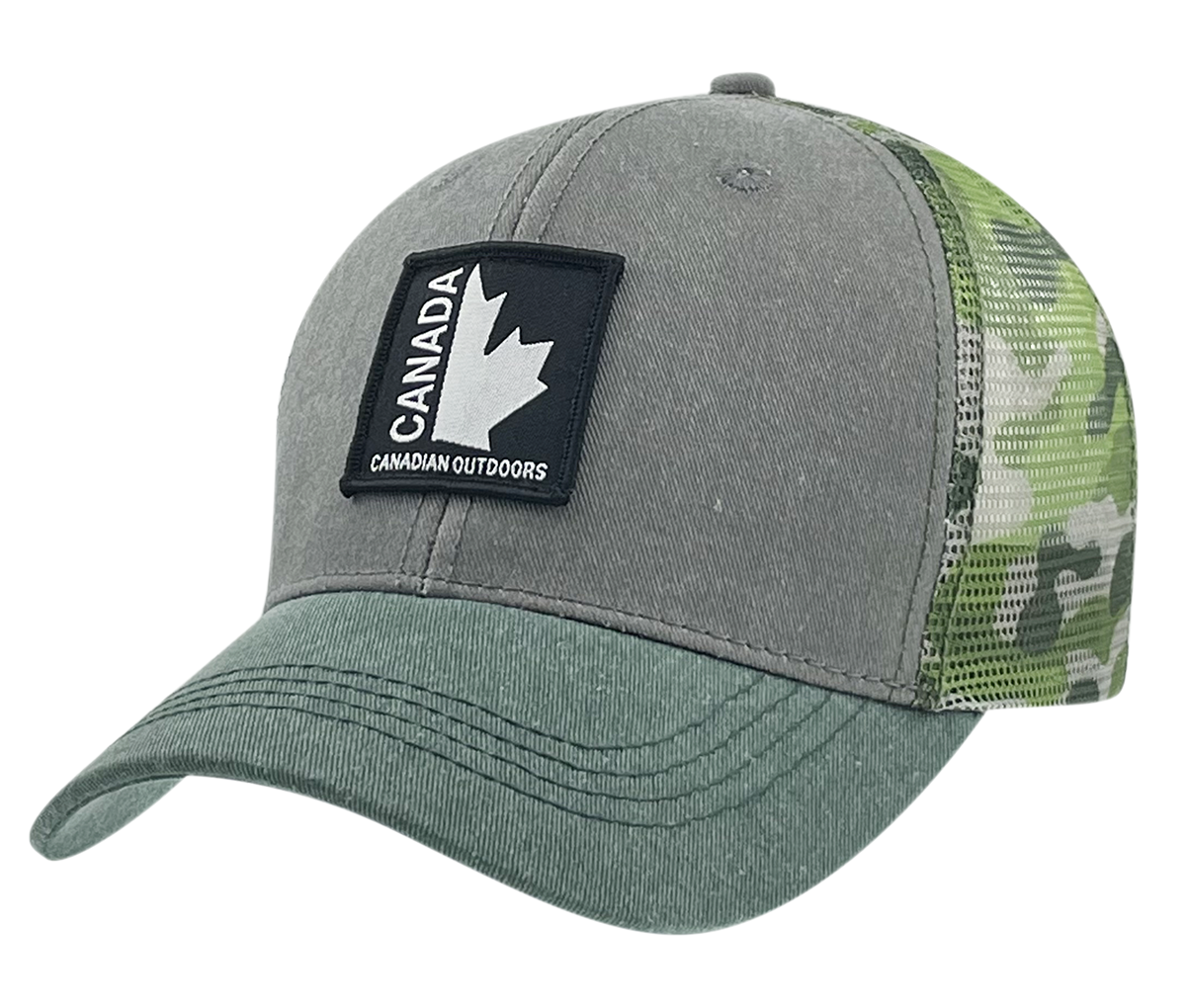 Canada Cotton Outdoor Camouflage Mesh Hat with Fabric Patch