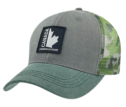 Canada Cotton Outdoor Camouflage Mesh Hat with Fabric Patch