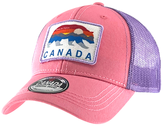 Canada Kids Cotton Hat Meshback with Sunset Bear Patch