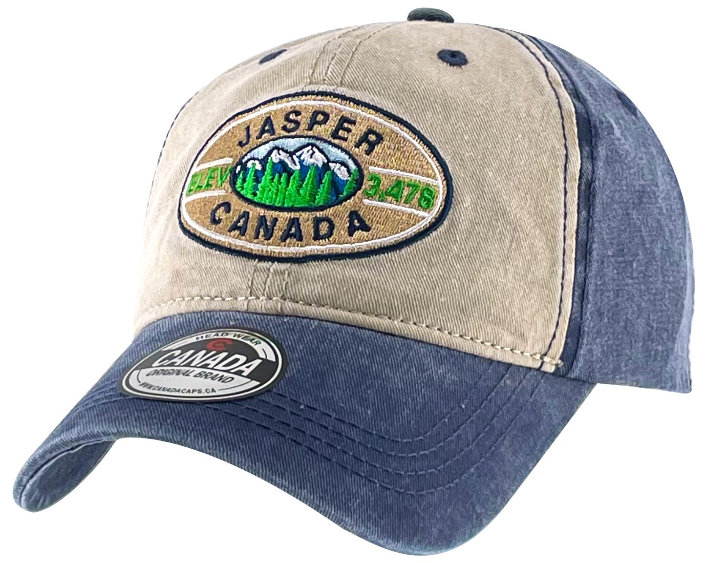 Washed Cotton Hat with Embroidered Patch - Jasper