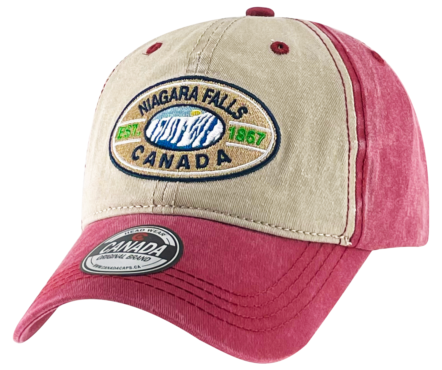 Washed Cotton Hat with Embroidered Patch - Niagara Falls