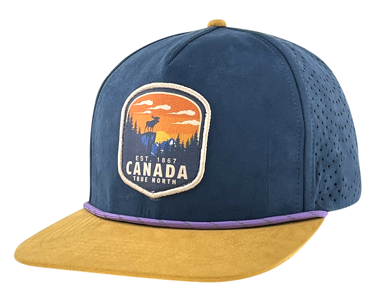 Canada Stylish Flatbrim Cap with Woven Patch and Perforated Back Panels