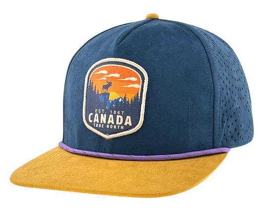 Canada Stylish Flatbrim Cap with Woven Patch and Perforated Back Panels