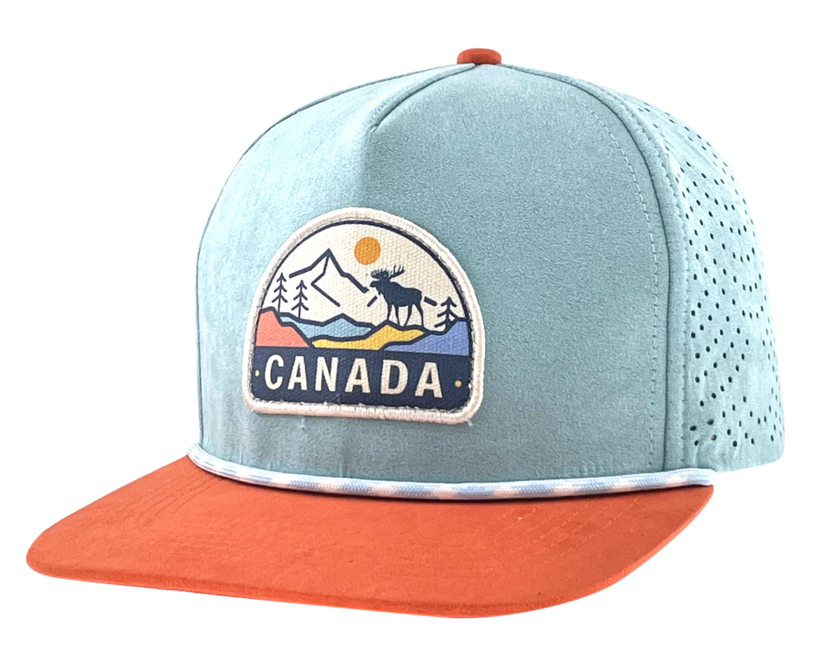 Canada Stylish Flatbrim Cap with Woven Patch and Perforated Back Panels